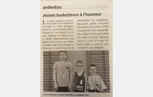Nos jeune Basketteurs à l'honneur (Article de la Nr 09/05/2016  )